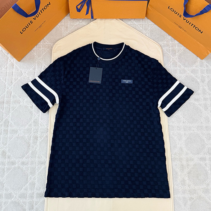 lv louis vuitton damier jacquard terry short sleeve t-shirt